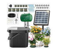 AnseTo Sistema Riego Solar para Jardín Kit Riego Goteo 15 Micro Cabezales | Compatible con Cubo Riego por Goteo Automático para Vacaciones Terrazas de Balcones Invernaderos y Plantas Kit Riego Solar