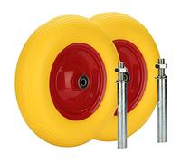 Ansobea 2x Rueda de carretilla de goma maciza con eje 4.80 4.00-8, diámetro 390 mm, a Prueba de pinchazos, llanta de metal, rueda de goma, 200 kg de capacidad de carga,Amarillo