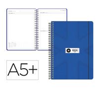 Antartik Agenda Escolar 26-27 Espiral Día Página A5+ Bilingüe Papel FSC 80g Azul Marino, Con Calendario, Horario Semanal y Bolsillo