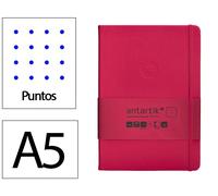 Antartik Cuaderno A5 con gomilla, tapa dura, hojas de puntos, 100 hojas, color burdeos, 80 gr FSC