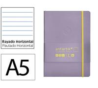 Antartik Cuaderno A5 Tapa Blanda Hojas Rayadas Morado y Amarillo, 80 Hojas 80gr FSC con Gomilla y Bolsillo