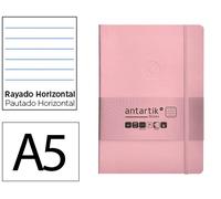 Antartik Cuaderno A5 Tapa Blanda Hojas Rayas Rosa Pastel 80 Hojas 80gr FSC