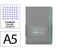 Antartik Cuaderno A5 Tapa Dura Hojas Cuadriculadas Gris y Turquesa 100 Hojas 80gr FSC