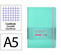 Antartik Cuaderno A5 Tapa Dura Hojas Cuadriculadas Rosa y Turquesa 100 Hojas 80gr FSC