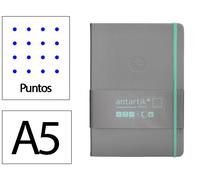 Antartik Cuaderno A5 Tapa Dura Hojas Puntos Gris y Turquesa 100 Hojas 80gr FSC