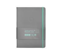 Antartik CUADERNO CON GOMILLA NOTES TAPA DURA A5 HOJAS RAYAS GRIS Y TURQUESA 100 HOJAS 80 GR FSC