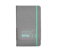 Antartik CUADERNO CON GOMILLA NOTES TAPA DURA A6 HOJAS LISAS GRIS Y TURQUESA 100 HOJAS 80 GR FSC