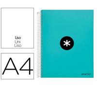 Antartik Cuaderno espiral A4, 120 hojas, 90 gr, liso, 5 bandas, 4 taladros, color menta