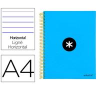 Antartik Cuaderno espiral A4 micro antartik tapa forrada 120h 90 gr horizontal 5 bandas 4 taladros color azul