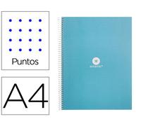 Antartik Cuaderno espiral A4 micro dots tapa forrada 80 hojas 90 gr rayado puntos celeste