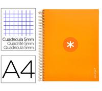 Antartik Cuaderno espiral A4 Micro forrado 120 hojas 90gr cuadro 5mm 5 bandas color mostaza
