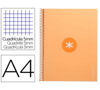 Antartik Cuaderno Espiral A4 Micro Peach Tapa Forrada 80 Hojas 90 gr Cuadro 5mm 1 Banda 4 Taladros