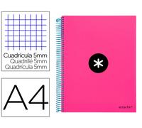 Antartik Cuaderno Espiral A4 Micro Tapa Forrada 120 Hojas 90gr Cuadro 5mm 4 Taladros Color Rosa