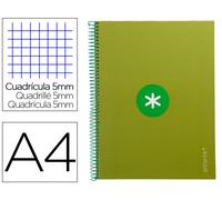 Antartik Cuaderno Espiral A4 Micro Tapa Forrada 80 Hojas 90gr Cuadro 5mm Verde