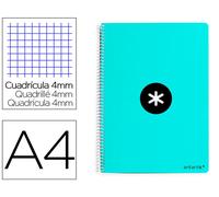 Antartik Cuaderno Espiral A4 Tapa Dura 80 Hojas 90gr Cuadro 4mm Margen Color Menta