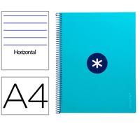Antartik Cuaderno espiral A4, tapa dura forrada, 80 hojas, 90 gr, horizontal, color turquesa