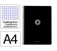 Antartik Cuaderno espiral a4 tapa foam 80 hojas 90g cuadrícula 4mm con margen color negro