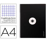 Antartik Cuaderno Espiral A4 Tapa Forrada 80 Hojas 90gr Cuadro 5mm Negro