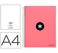 Antartik Cuaderno espiral micro A4 forrado 120 hojas 90gr liso 5 bandas color coral