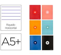 Antartik Libreta cosida Din A5+ 48 hojas 90gr rayado horizontal con margen, 6 colores surtidos