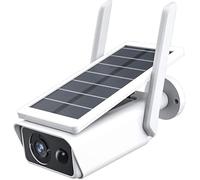 AntDau71® - Cámara Wifi HD 1080p 2 mpx cámara inalámbrica recargable con panel solar visión nocturna control por aplicación ICSEE smartphone IP66 motion detector de movimiento para interior - CW891