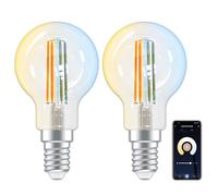 ANTELA Bombilla Inteligente E14 P45 WLAN LED 4,5W 470LM 2700K Luz Blanca Cálida a 6500K Fría Regulable,Compatible con Alexa y Google Home,2PCs