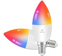 ANTELA Bombilla Inteligente E14 WiFi RGB, Compatible con Alexa/Google Home | Luz Regulable 2700K-6500K, 16 Millones de Colores y 385 lm Controla Brillo, Color y Horarios con Smart Life/Tuya, sin Hub,2pc