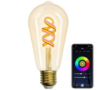 ANTELA Bombilla Vintage Filamento LED E27/180LM /4.9W, Bombilla Inteligente Compatible con Alexa y Google Home, Blanco Cálido 1800K y Colores RGB,15000 Horas de Vida Útil,1pcs