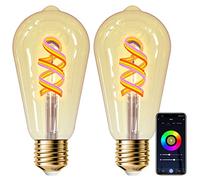 ANTELA Bombilla Vintage Filamento LED E27/180LM /4.9W, Bombilla Inteligente Compatible con Alexa y Google Home, Blanco Cálido 1800K y Colores RGB,15000 Horas de Vida Útil,2pcs