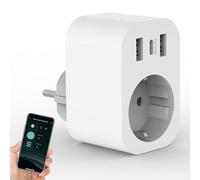 ANTELA Enchufe Inteligente WiFi 16A 3680W Con 1 Toma, 2 USB-A y 1 USB-C（PD20W,Carga Rápida), Monitor de Consumo, Horarios y Temporizadores, Compatible con Alexa y Google Home, Wifi 2,4 Ghz