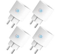 ANTELA Enchufe Inteligente WiFi 3680W Con Monitor de Consumo, Horarios y Temporizadores, No Necesita HUB, Protección Contra Sobrecarga, Compatible con Alexa y Google Home, Wifi 2,4 Ghz, 4PCS