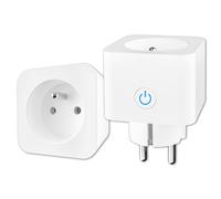 ANTELA Enchufe Inteligente WiFi (FR) 16 A, Monitorización de Energía,Tipo E, Smart Outlet, Compatible con Alexa/Google Home, Smart Life App Control, Planificador y Temporizador, Blanco,2pcs