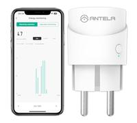 ANTELA Mini Enchufe Inteligente Wifi 10A con Monitor de Energía, 2500W Compatible con Alexa y Google Home, APP Tuya/Smart Life, Temporizador,1unidad