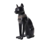 Antiguo Egipcio Pequeño Bastet Diosa Desktop Estatua Negro Oro Acabado