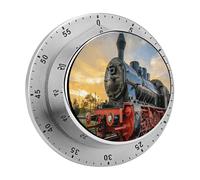 Antiguo Tren de Vapor en vía férrea Temporizador de Cocina para cocinar Chef Cocina Temporizador magnético Alarma Fuerte Escritorio mecánico Recordatorio de Cuenta Regresiva de Acero Inoxidable