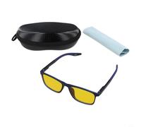 Antirreflejos para visión nocturna para conductores, lentes amarillas, lentes de bloqueo de luz azul para condiciones de poca luz, marco flexible con funda, azul (azul)