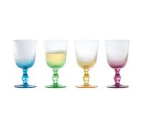 Anton Studio Designs Copas de vino hechas a mano en espiral perfectas para vino tinto, vino blanco, agua o bebidas - 450 ml - Multicolor - Juego de 4 elegantes copas de vino