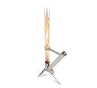 Antorcha de pellets Relaxdays, Acero Inoxidable | columna de fuego para jardín, tubo de vidrio, HBT 130x50x34 cm