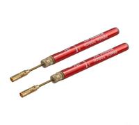 Antorcha de soldadura de gas estilo lápiz recargable con llama ajustable para fusión de cobre plateado dorado y trabajo eléctrico rosa (2 piezas)