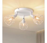 ANWIO, foco empotrado de 3 luces, lámpara de techo vintage negra, casquillo E14, giratorio. Foco empotrado blanco con base redonda. Foco empotrado, lámpara de techo LED, lámpara para sala de estar, ha