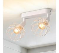ANWIO, foco empotrado de dos luces, lámpara de techo vintage negra, casquillo E14, giratorio. Foco empotrado blanco con base rectangular. Foco empotrado, lámpara de techo LED, lámpara para sala de est