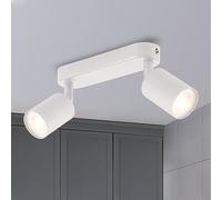 ANWIO Foco Giratorio Ajustable de Metal Blanco con 2 Bases Giratorias de GU10 - Lámpara de Techo LED para Dormitorio, Salón y Cocina(Sin Bombillas).