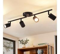 ANWIO Foco Giratorio Ajustable de Metal Negro con 4 Bases GU10 - Diseño Moderno para Lámpara de Techo en Dormitorios, Pasillos y Salones(Sin Bombillas).