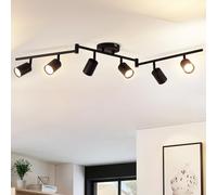 ANWIO Foco Giratorio Ajustable de Metal Negro con 6 Bases GU10 - Diseño Moderno para Lámpara de Techo en Dormitorios, Pasillos y Salones(Sin Bombillas).