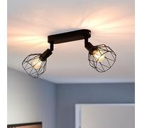ANWIO Focos de Techo Ajustables Base Rectangular, Focos de Pared con 2 Bombillas LED E14, Lámpara de Techo para Tienda, Vitrina, Cocina, Salón, Bombillas No Incluidas