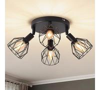 ANWIO Focos de Techo Ajustables de Base Redonda, Focos de Pared con 4 Bombillas LED E14, Lámpara de Techo para Tienda, Vitrina, Cocina, Dormitorio, Sala de Estar, Bombillas No Incluidas