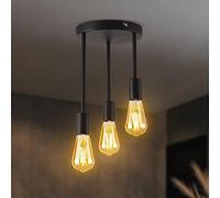 ANWIO Lámpara Colgante de Techo 3 Luces, Negro Lámpara de Techo LED Colgante, Iluminación Colgante de Metal, E27 Casquillo Iluminación para Comedor Cocina Salón Bar Pasillo, etc.