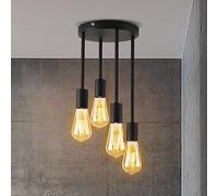 ANWIO Lámpara Colgante de Techo 4 Luces,Negro Lámpara de Techo LED Colgante, Iluminación Colgante de Metal, E27 Casquillo Iluminación para Comedor Cocina Salón Bar Pasillo,etc.EUC-EA190814-27-04CB-1U