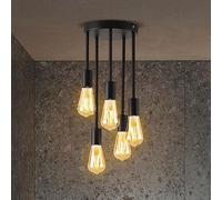 ANWIO Lámpara Colgante de Techo 5 Luces, Negro Lámpara de Techo LED Colgante, Iluminación Colgante de Metal, E27 Casquillo Iluminación para Comedor Cocina Salón Bar Pasillo, etc.