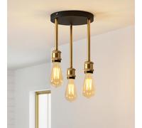 ANWIO Lámpara Colgante de Techo,Lámpara de Techo LED Colgante,Iluminación Colgante de Metal,E27 Casquillo Iluminación para Comedor Cocina Salón Bar Pasillo(Sin Bombillas),Negro,3 Luces